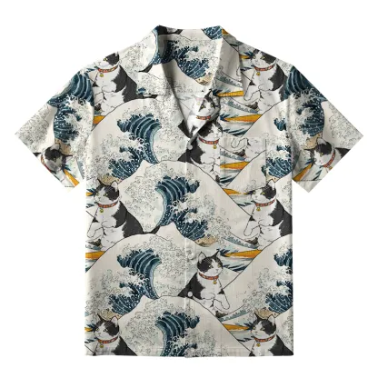 Tokyo-Tiger Funny Cat Surfing Aloha Hawaiian Shirt