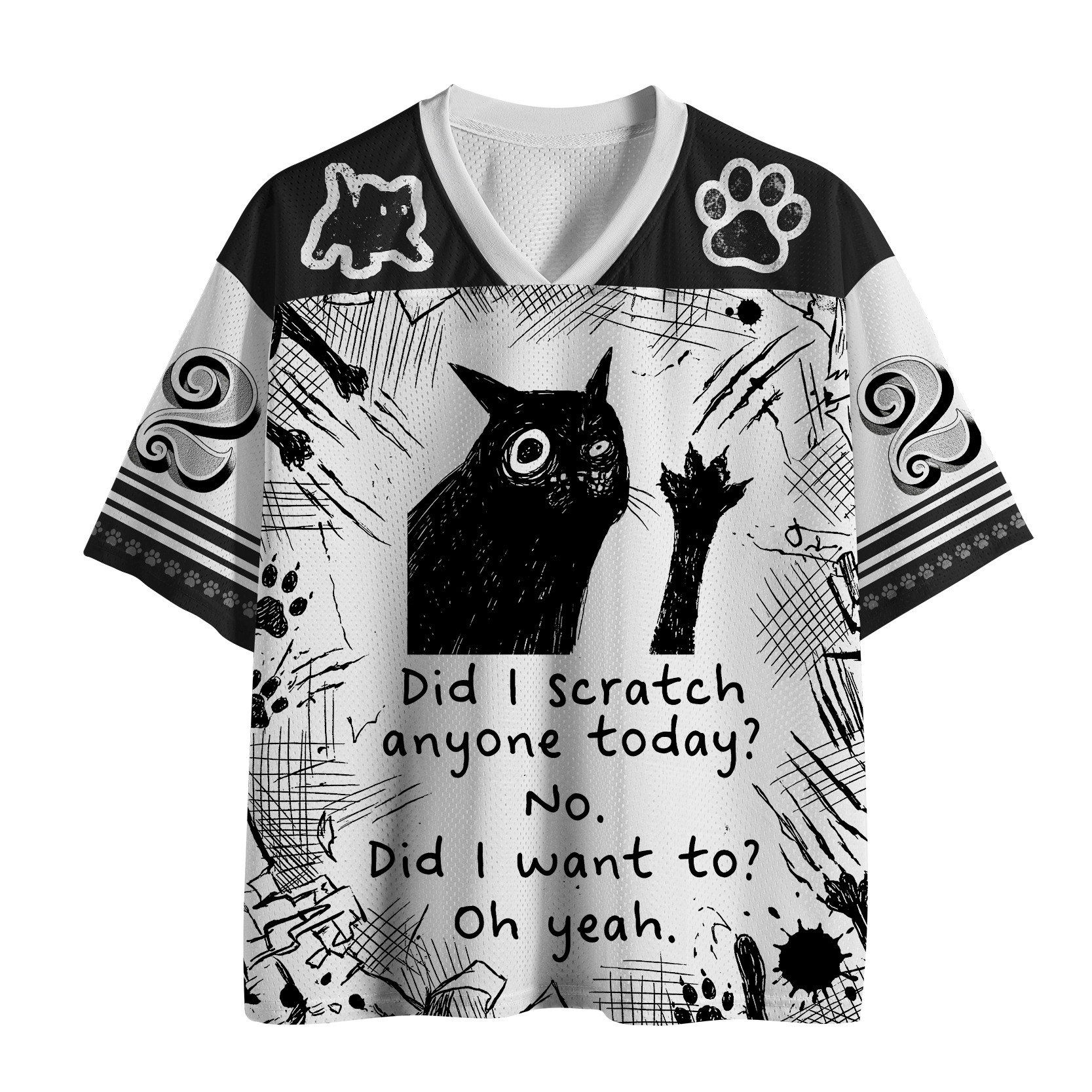 Tokyo-Tiger Black Cat Scratches People Mesh Jersey