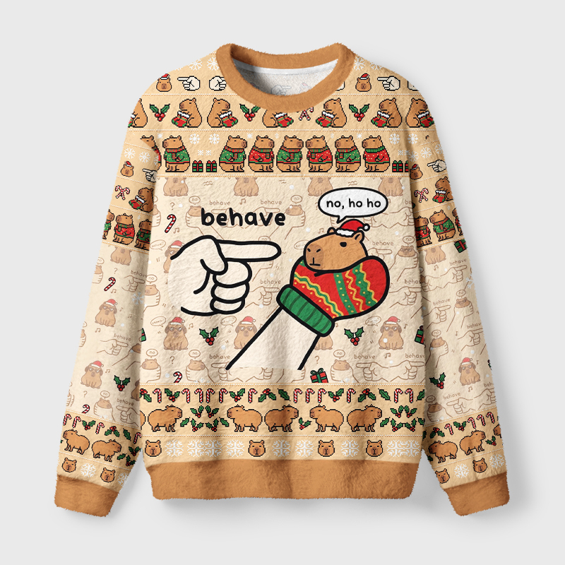 Tokyo-Tiger Dishonest Capybara Fuzzy Christmas Ugly Sweatshirt
