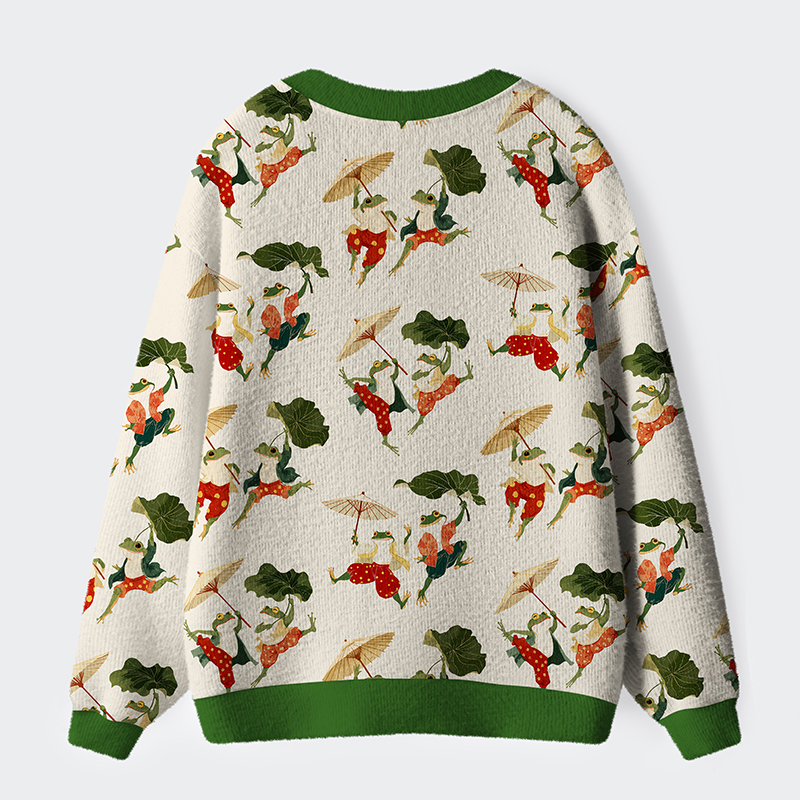 Tokyo-Tiger Waltz Of The Frogs Ugly Cardigan Sweater