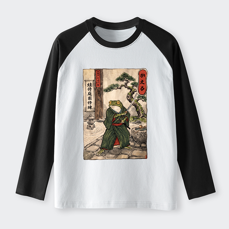 Tokyo-Tiger Samurai Frog Training Raglan Long Sleeve T-shirt