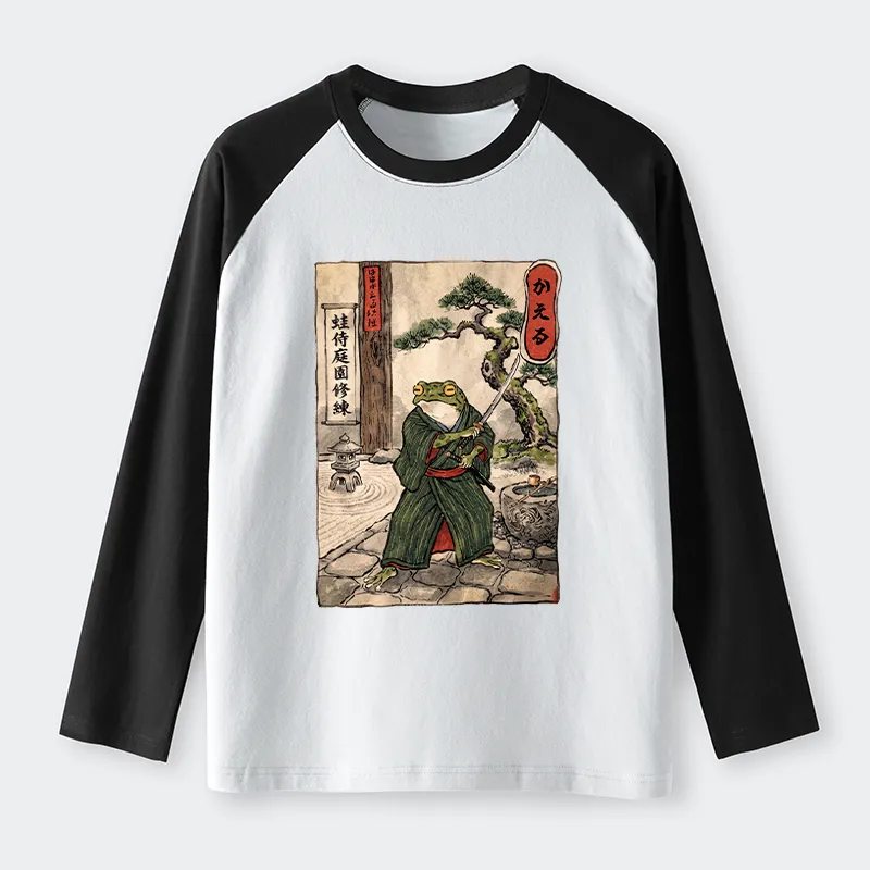 Tokyo-Tiger Samurai Frog Training Raglan Long Sleeve T-shirt