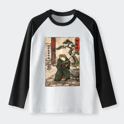 Tokyo-Tiger Samurai Frog Training Raglan Long Sleeve T-shirt