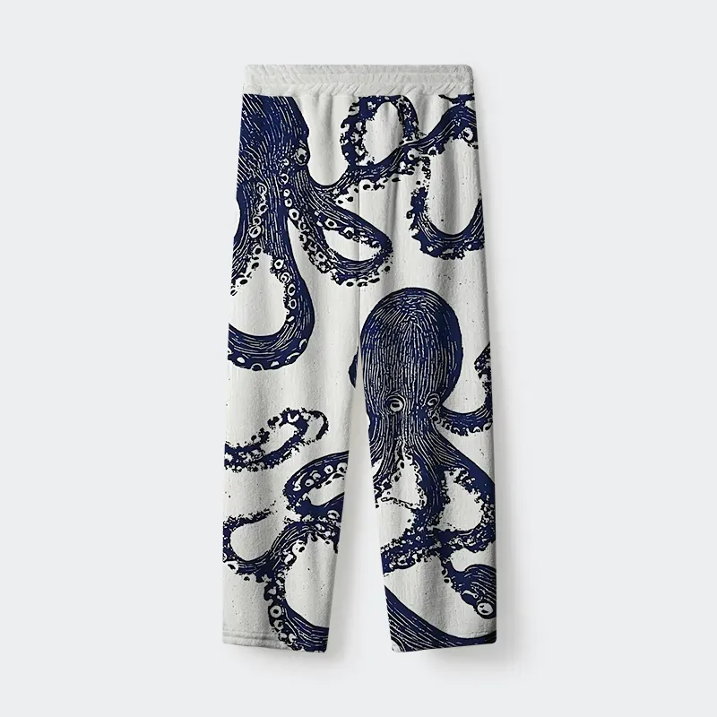 Tokyo-Tiger Ocean Octopus Flannel Pajama Set