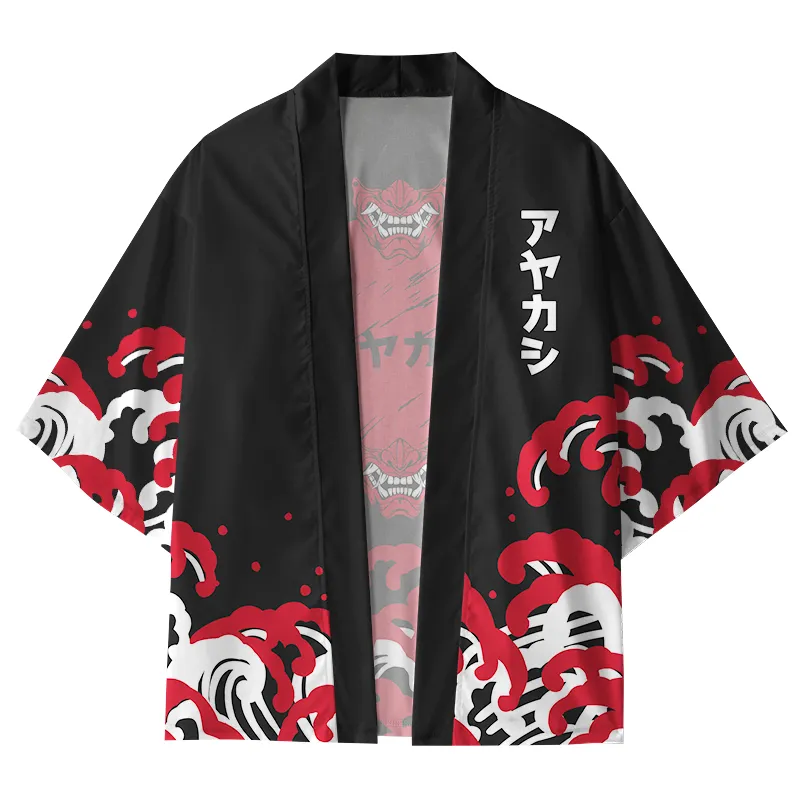 Tokyo-Tiger Japanese Yokai Mask Kimono Cardigan Sale