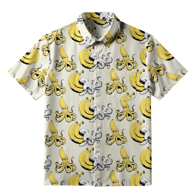 Tokyo-Tiger Octopus Disguised As A Banana Button-up Shirt