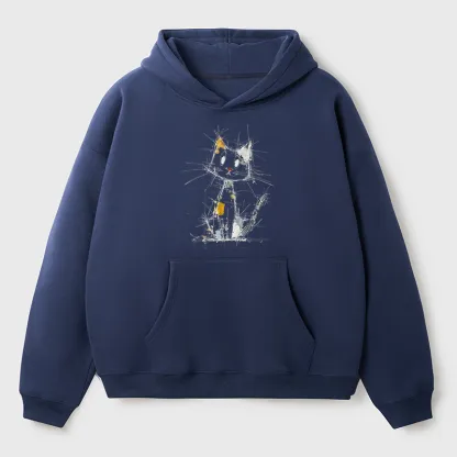 Tokyo-Tiger Minimal Splash Ink Cute Cat Adult Fleece Hoodie