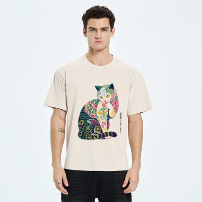 Tokyo‑Tiger Colorful Japanese Cat Washed T‑Shirt