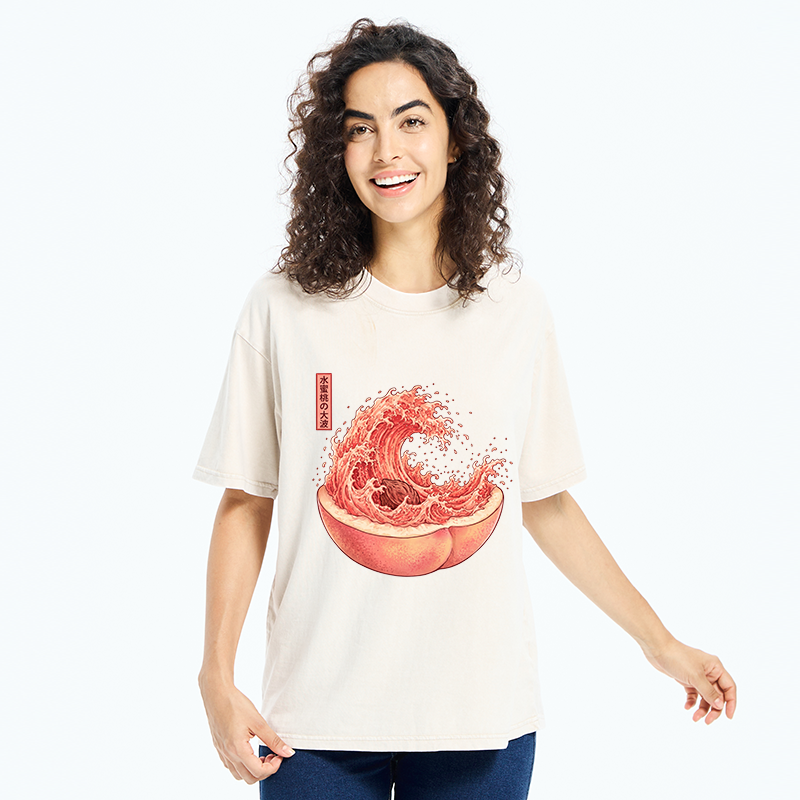Tokyo-Tiger Vintage Peach Wave Washed T-Shirt