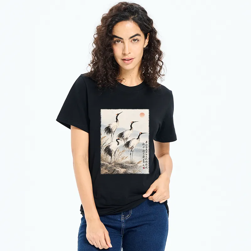 Tokyo-Tiger Vintage Oriental Crane Art Classic T-Shirt