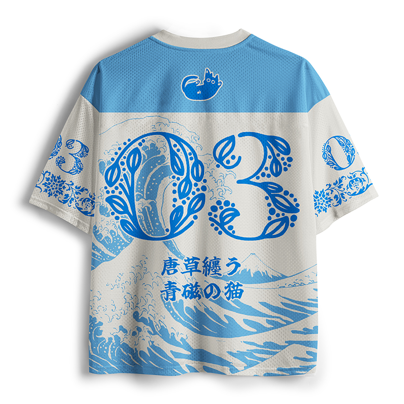 Tokyo-Tiger Blue Glaze Cat Of The Waves Mesh Jersey