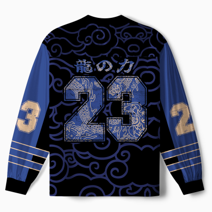 Tokyo-Tiger Oriental Cloud Dragon Paneled Long Sleeve Jersey