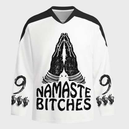 Tokyo-Tiger Funny Zen:Namaste Bitches Long-Sleeve Hockey Jersey