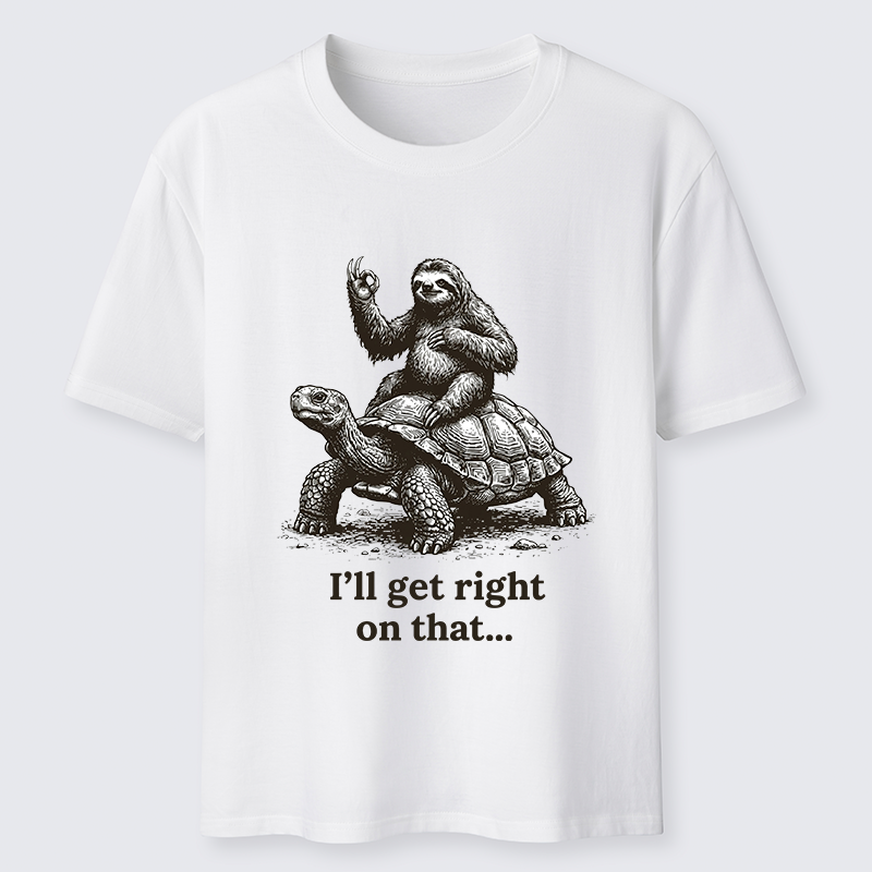 Tokyo-Tiger Sloth On Turtle Slow Friends Funny Meme Classic T-Shirt