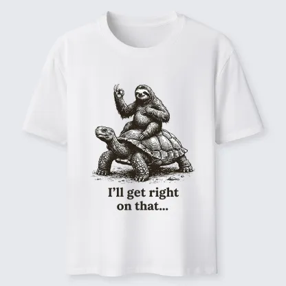 Tokyo-Tiger Sloth On Turtle Slow Friends Funny Meme Classic T-Shirt
