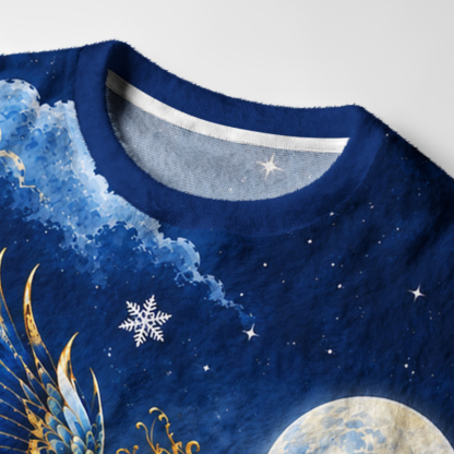 Tokyo-Tiger Blue Golden Night Phoenix Fuzzy Christmas Ugly Sweatshirt
