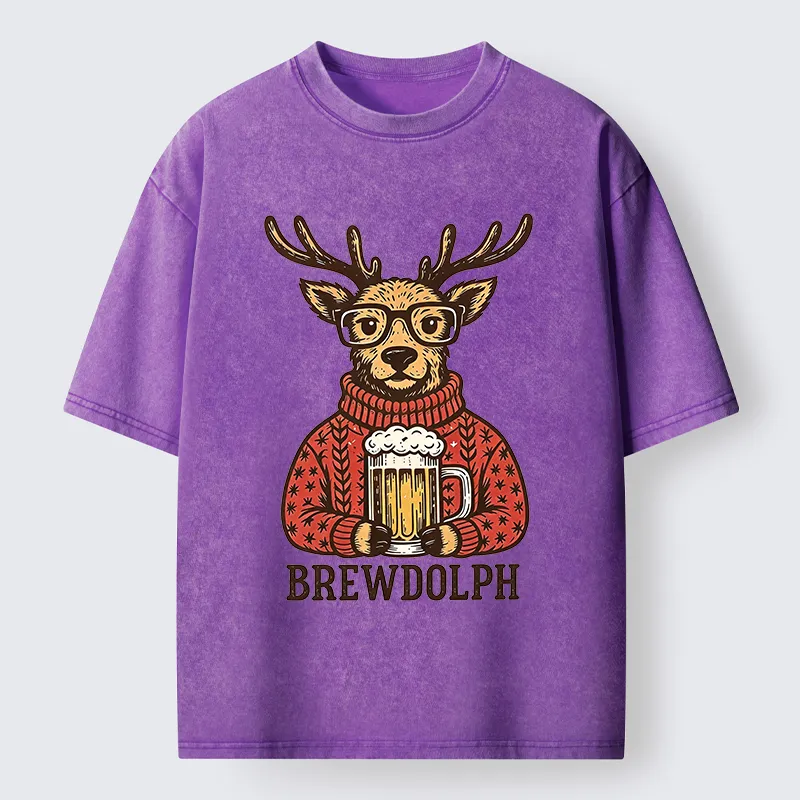 Tokyo-Tiger Christmas Beer Reindeer Meme Washed T-Shirt