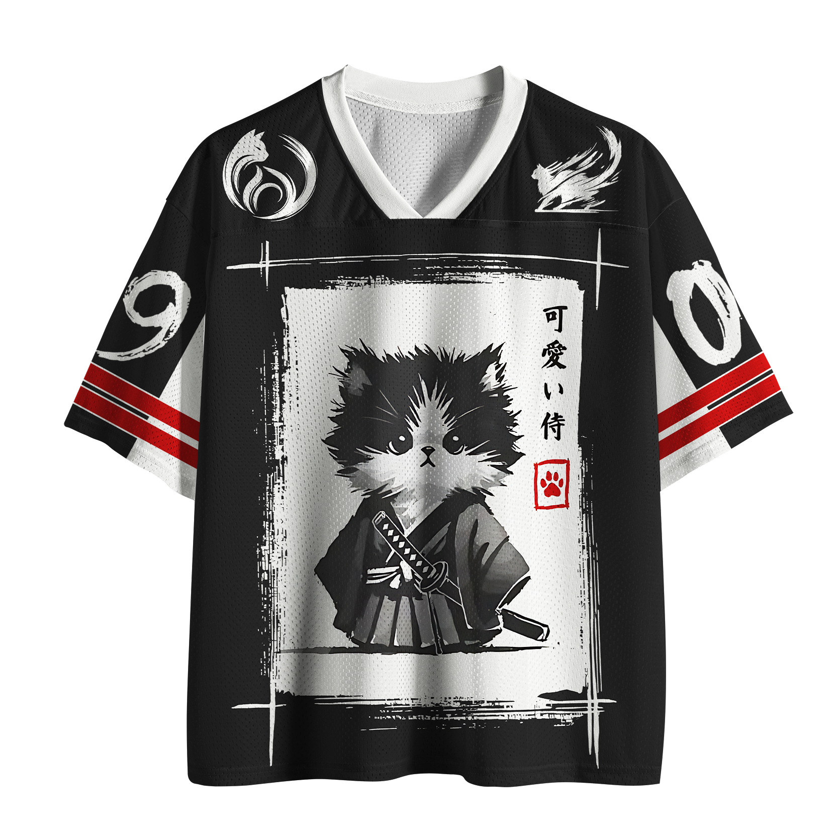 Tokyo-Tiger "Kawaii Samurai" Fluffy Cat Mesh Jersey