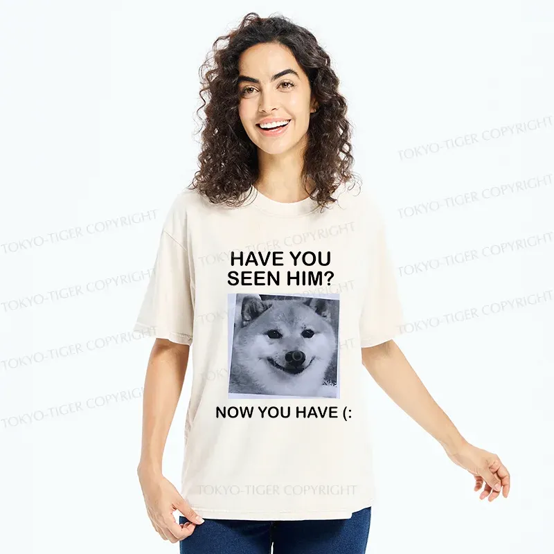 Tokyo-Tiger Funny Dog Washed T-Shirt