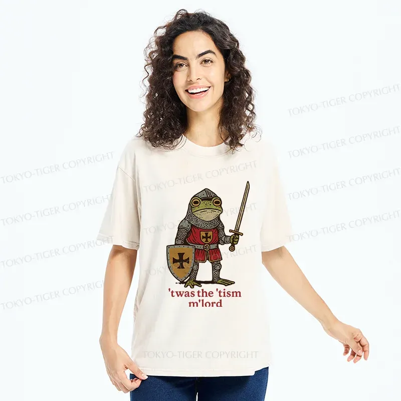 Tokyo-Tiger Frog Knight Funny Washed T-Shirt