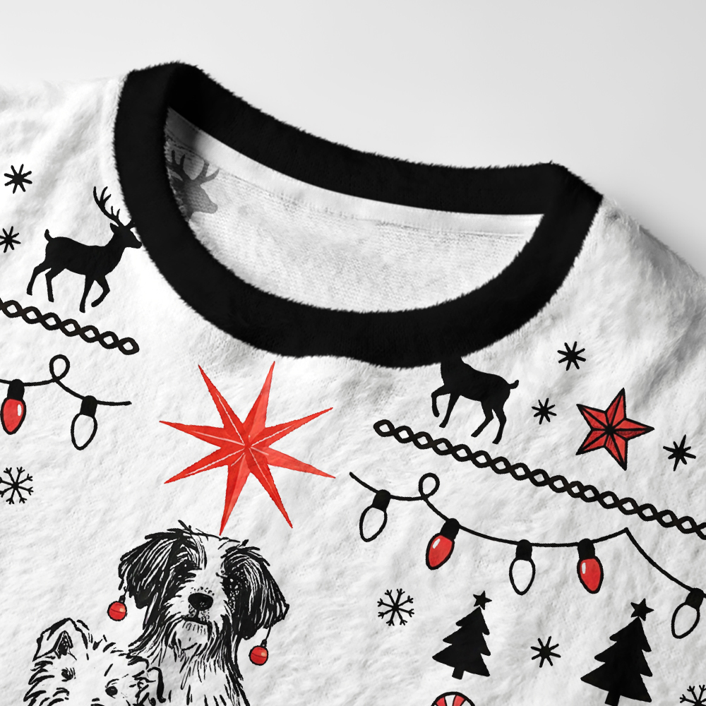 Tokyo-Tiger All The Good Dogs For Christmas Fuzzy Christmas Ugly Sweatshirt