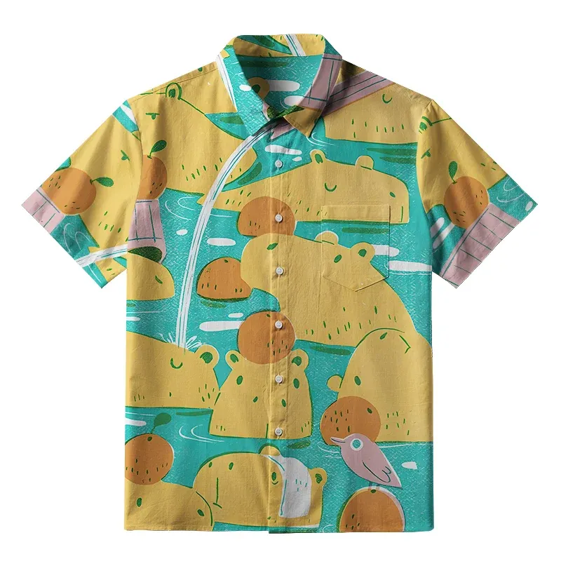 Tokyo-Tiger Cute Capybaras Taking A Bath Button-up Shirt Sale