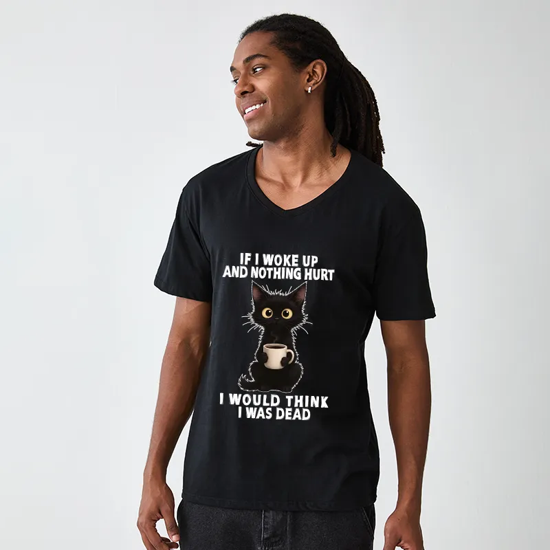 Tokyo-Tiger Funny Cute Black Cat And Coffee Meme V-Neck Classic T-Shirt