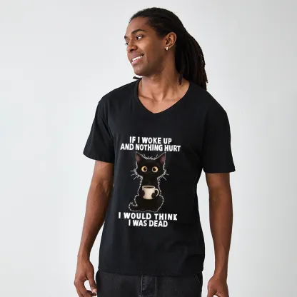 Tokyo-Tiger Funny Cute Black Cat And Coffee Meme V-Neck Classic T-Shirt