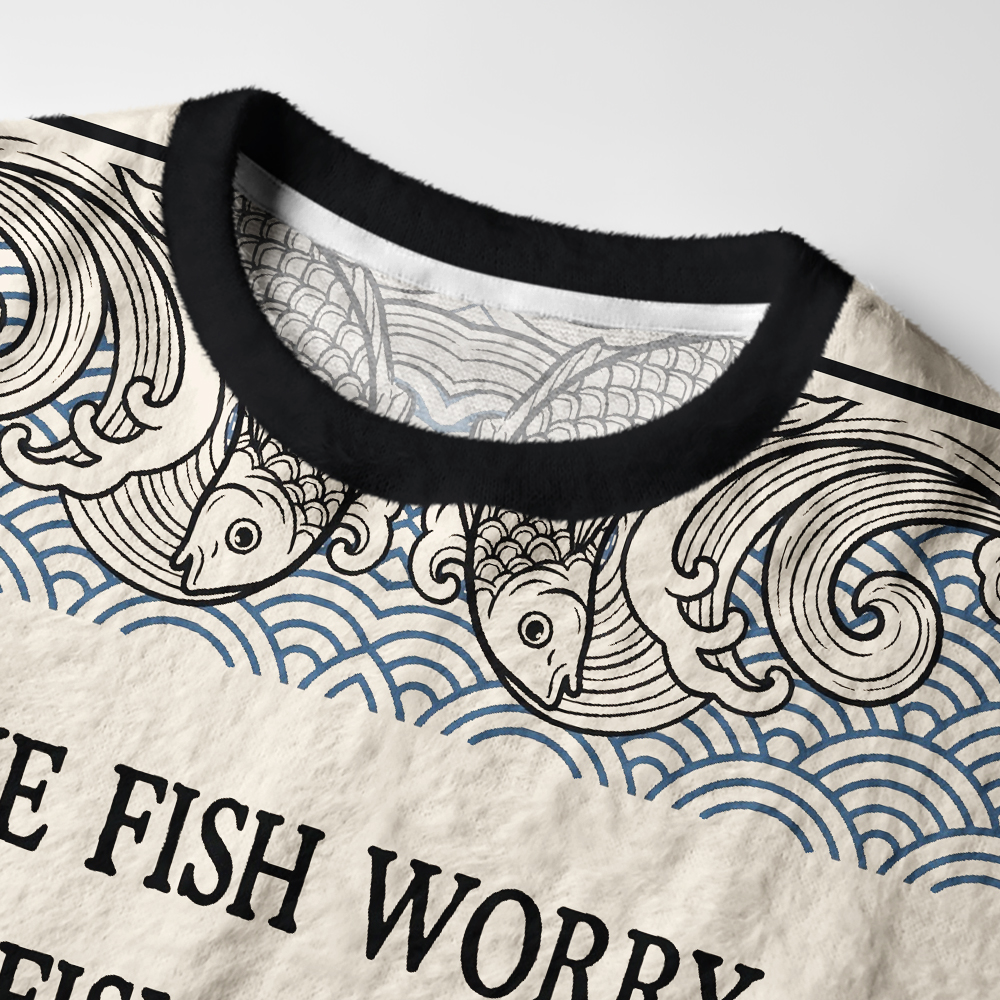 Tokyo-Tiger Smoking Fish Fuzzy Christmas Ugly Sweatshirt