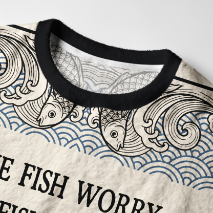 Tokyo-Tiger Smoking Fish Fuzzy Christmas Ugly Sweatshirt