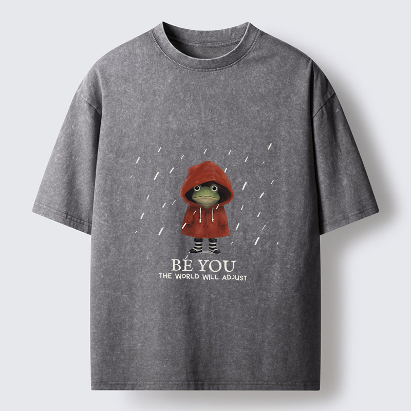 Tokyo-Tiger Brave Rain Frog Self Love Meme Washed T-Shirt