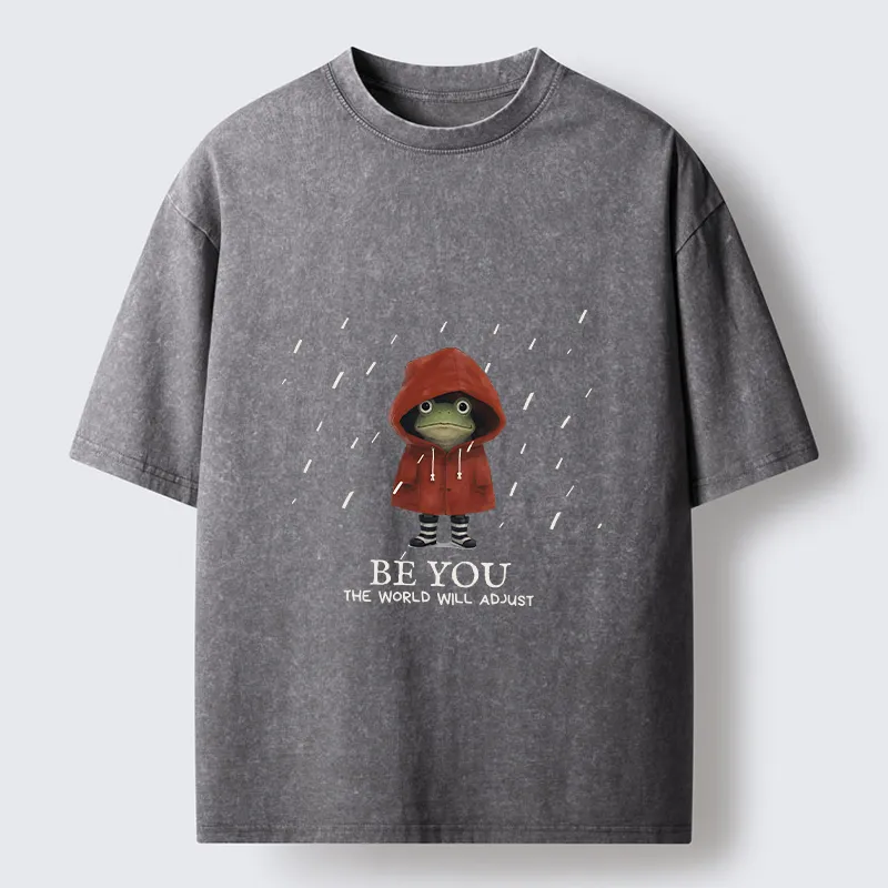Tokyo-Tiger Brave Rain Frog Self Love Meme Washed T-Shirt