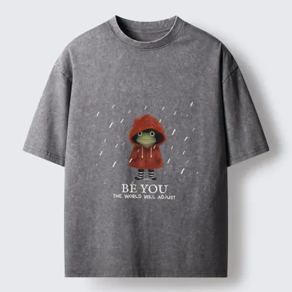 Tokyo-Tiger Brave Rain Frog Self Love Meme Washed T-Shirt