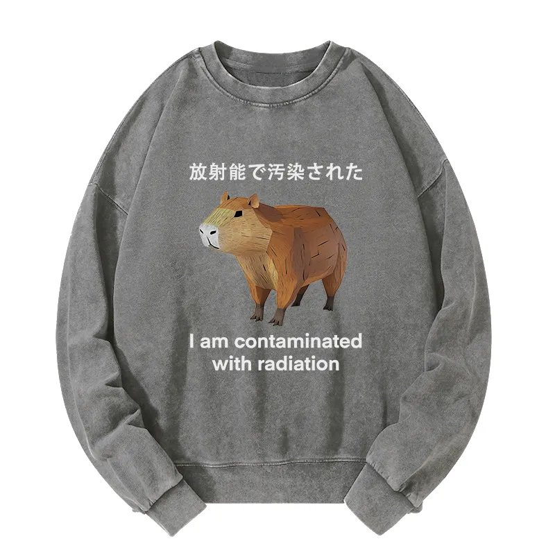 Tokyo-Tiger Capybara Contaminated By Radiation Washed Sweatshirt