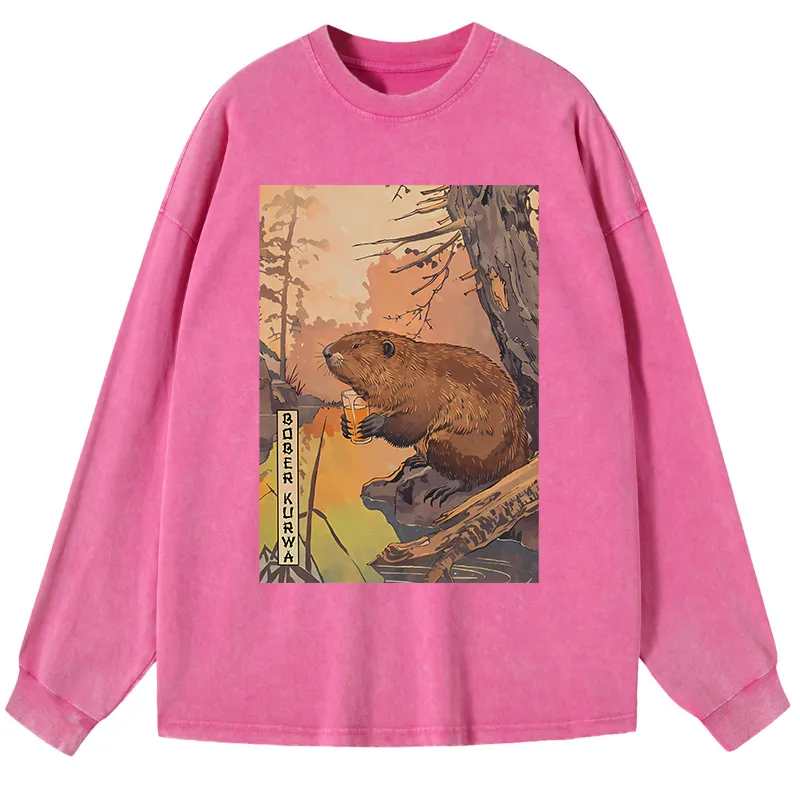 Tokyo-Tiger Beaver By The River Washed Long Sleeve T-Shirt