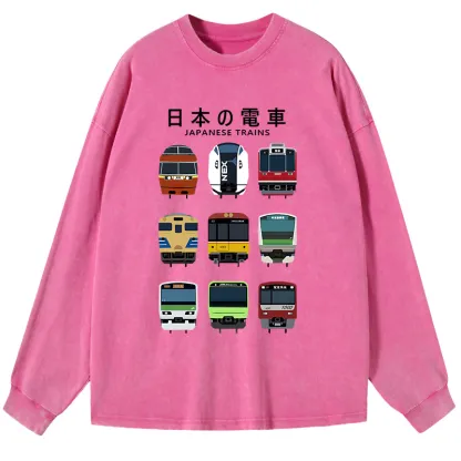 [Copy]Tokyo-Tiger Japanese Train Collection Washed Long Sleeve T-Shirt