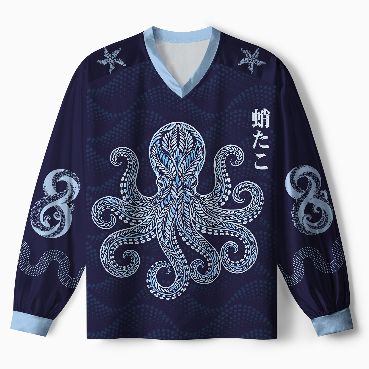 Tokyo-Tiger Tribal Octopus Paneled Long Sleeve Jersey