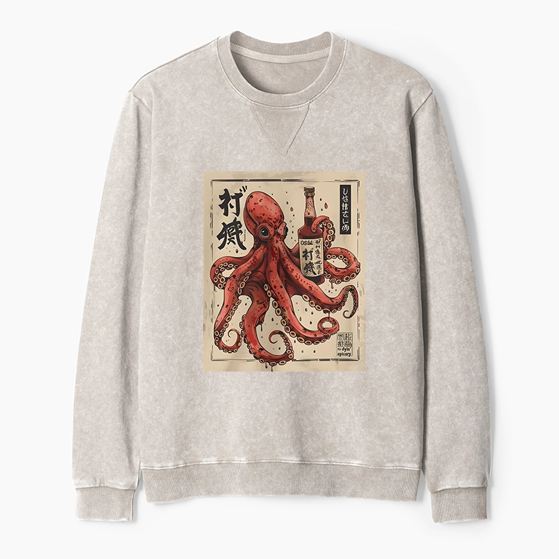 Tokyo-Tiger Osaka Saké Octopus Washed Terry Sweatshirt