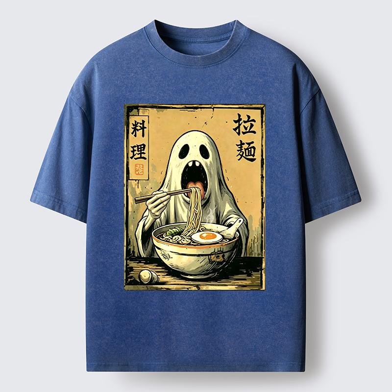 Tokyo‑Tiger Ghost Ramen Meme Washed T‑Shirt
