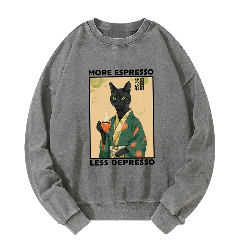 Tokyo-Tiger More Caffeine Less Sadness Washed Sweatshirt