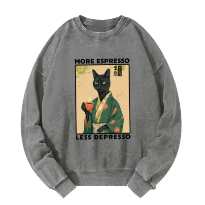 Tokyo-Tiger More Caffeine Less Sadness Washed Sweatshirt
