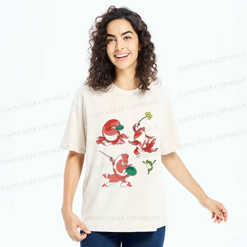 Tokyo-Tiger Fish Party Washed T-Shirt