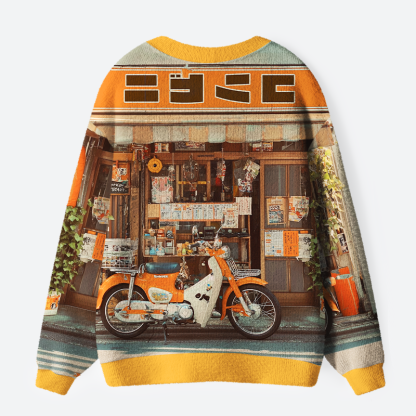 Tokyo-Tiger Retro Moto Convenience Ugly Cardigan Sweater