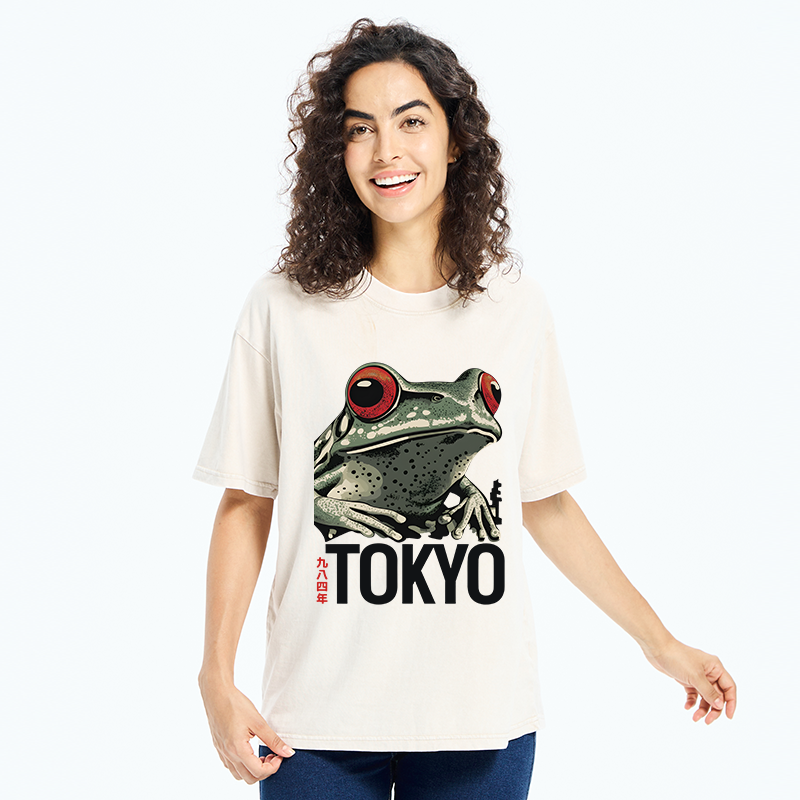 Tokyo-Tiger Retro Tokyo Frog Washed T-Shirt