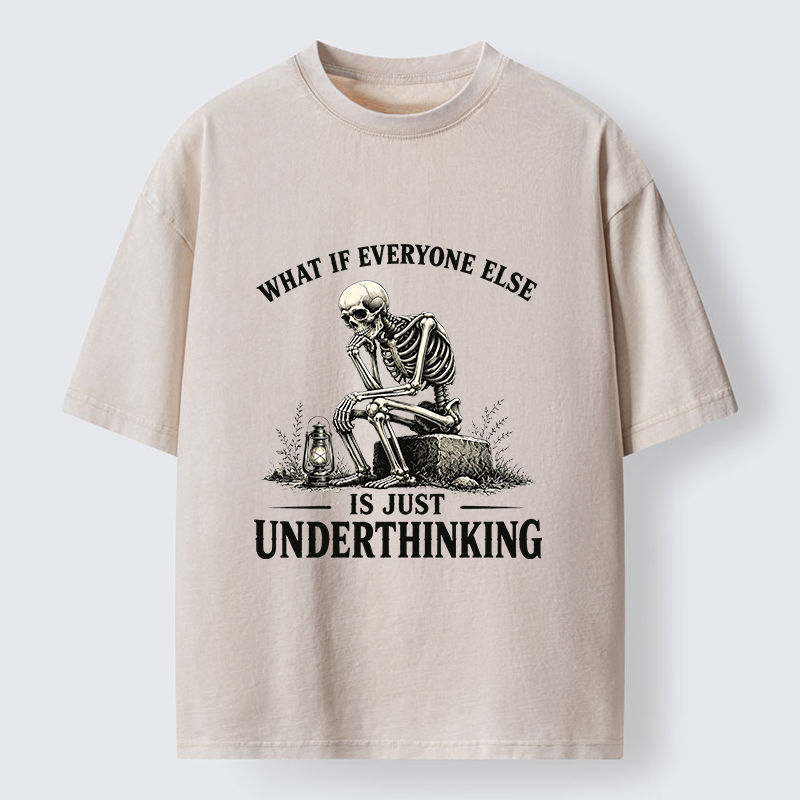 Tokyo‑Tiger Skeleton Deep Thought Meme Washed T‑Shirt Sale