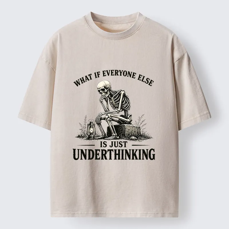 Tokyo-Tiger Skeleton Deep Thought Meme Washed T-Shirt