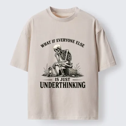 Tokyo-Tiger Skeleton Deep Thought Meme Washed T-Shirt