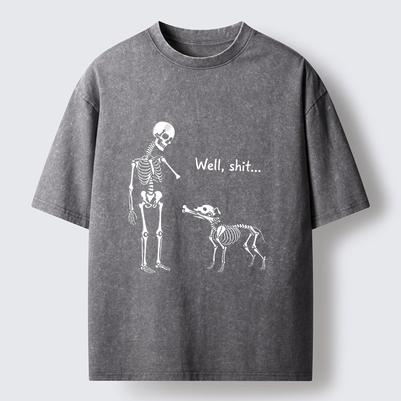 Tokyo-Tiger Skeleton Surprise Joke Washed T-Shirt