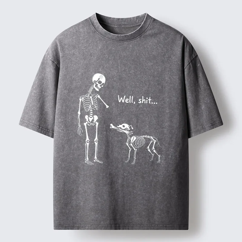 Tokyo-Tiger Skeleton Surprise Joke Washed T-Shirt