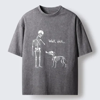 Tokyo-Tiger Skeleton Surprise Joke Washed T-Shirt